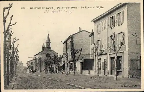 Ak Point de Jour Lyon Rhône, Die Straße, Die Kirche