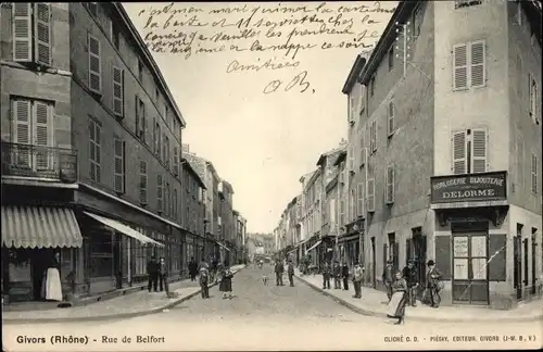 Ak Givors Rhône, Rue de Belfort, Delorme