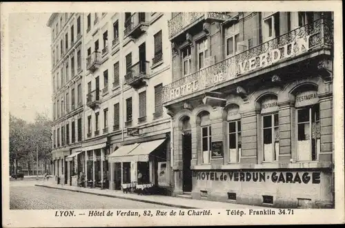 Ak Lyon Rhône, Hotel du Verdun, 82, Rue de la Charite