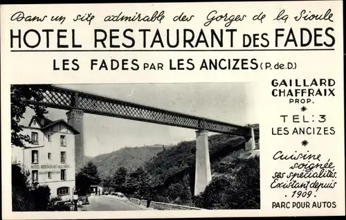 Ak Les Ancizes Comps Puy de Dôme, Hotel-Restaurant des Fades