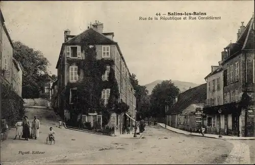 Ak Salins les Bains Jura, Rue de la République, Rue Considerant