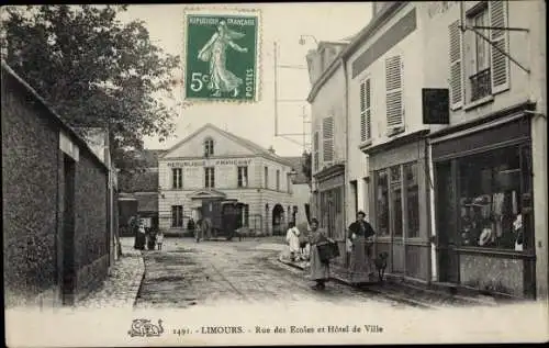 Ak Limours Essonne, Rue des Ecoles, Rathaus