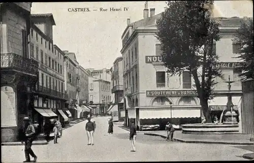 Ak Castres Tarn, Rue Henri IV, Kaufhäuser für Neuheiten