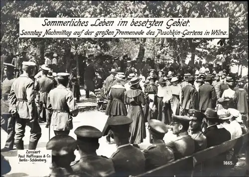 Ak Vilnius Wilna Litauen, Sommerliches Leben im besetzten Gebiet, Puschkin-Garten, I WK