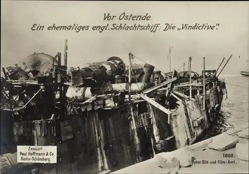Ak Ostende Westflandern, Zerstörtes britisches Kriegsschiff Vindictive, I WK