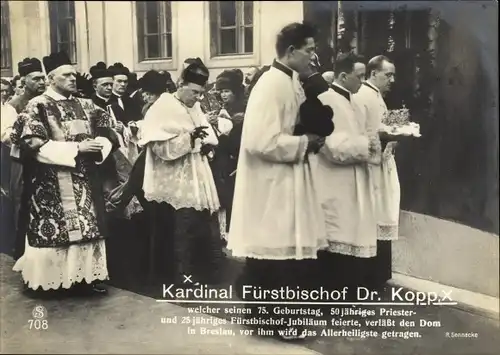 Ak Wrocław Breslau Schlesien, Kardinal Fürstbischof Dr. Kopp, Reliquie