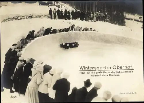 Ak Oberhof im Thüringer Wald, Bob-Bahn, große Kurve, Wintersport