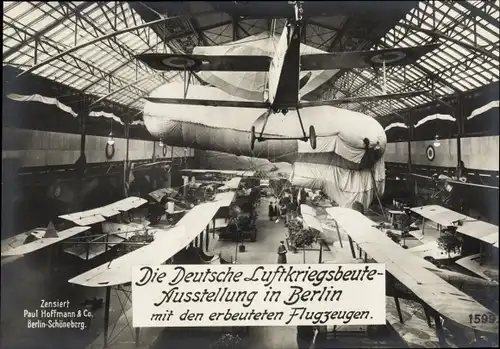 Ak Berlin, Deutsche Luftkriegsbeute-Ausstellung, erbeutete Flugzeuge, I WK