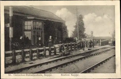 Ak Seppe Bosschenhoofd Nordbrabant Niederlande, Bahnhof, St. Gerardus Retraitenhuis