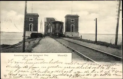 Ak Moerdijk Nordbrabant Niederlande, Eisenbahnbrücke Hollandsch Diep