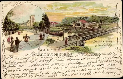 Litho Geertruidenberg Nordbrabant Niederlande, Platz, Kirche, Brücke