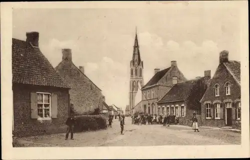 Foto Bikschote Langemark Poelkapelle Westflandern, Straßenpartie, Kirche