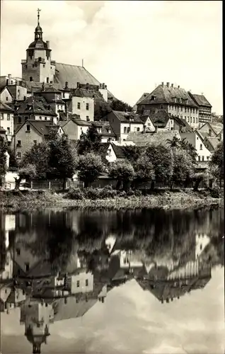 Ak Ronneburg Thüringen, Wasserpartie, Kirche, Teilansicht