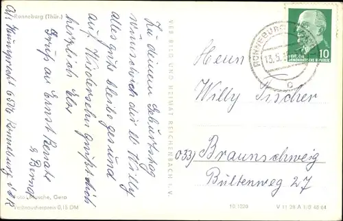 Ak Ronneburg in Thüringen, Teilansicht, Uferpartie, Kirche