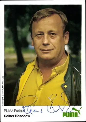 Ak Schauspieler Rainer Basedow, Portrait, Autogramm, Puma Partner
