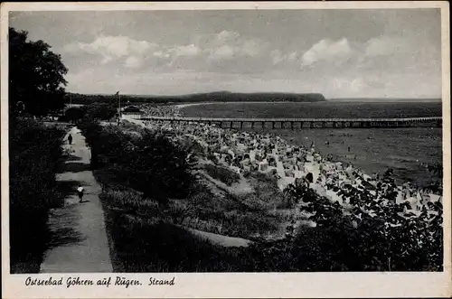 Ak Ostseebad Göhren auf Rügen, Strand, Promenade, Seebrücke