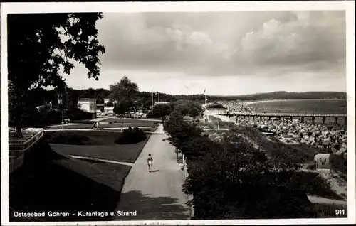 Ak Ostseebad Göhren auf Rügen, Kuranlage an der Seebrücke, Strand