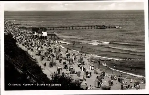 Ak Ostseebad Koserow auf Usedom, Seebrücke, Strand