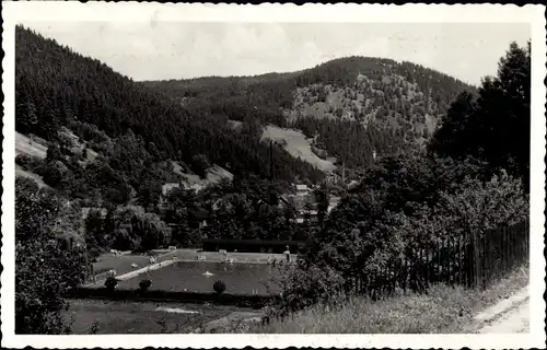 Ak Mellenbach Glasbach im Schwarzatal Thüringen, Schwimmbad