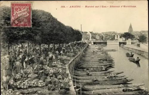 Ak Amiens Somme, Spaziergang auf dem Wasser, Boote von Hortillons