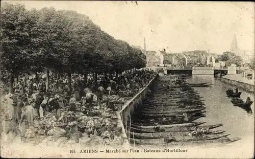 Ak Amiens Somme, Spaziergang auf dem Wasser, Boote von Hortillons