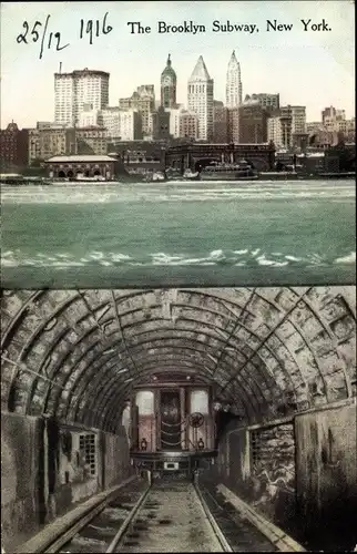Ak New York City USA, U-Bahn nach Brooklyn, Tunnel
