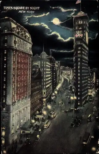 Ak New York City USA, Times Square, Nachtbeleuchtung