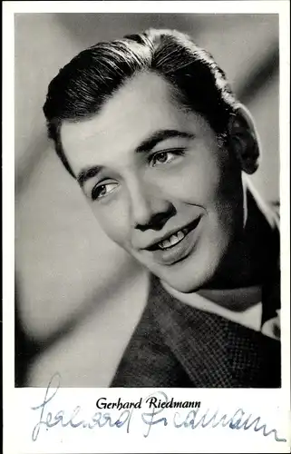 Ak Schauspieler Gerhard Riedmann, Portrait, Die schöne Müllerin, Autogramm