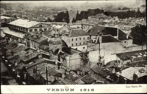 Ak Verdun-Meuse, Gesamtansicht, zerbombte Häuser