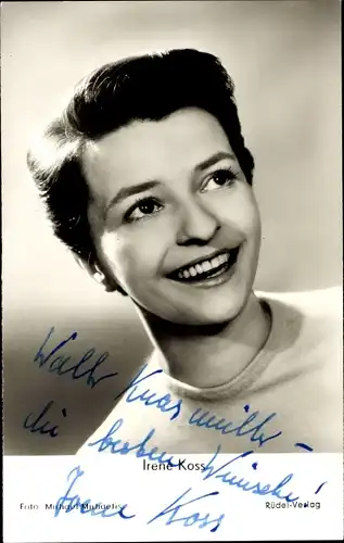 Ak Schauspielerin Irene Koss, Portrait, Autogramm