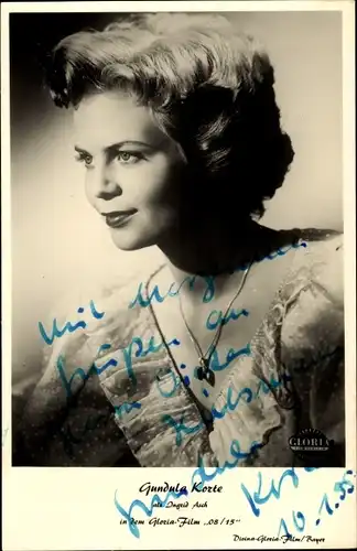 Ak Schauspielerin Gundula Korte als Ingrid Asch in 08/15, Portrait, Autogramm