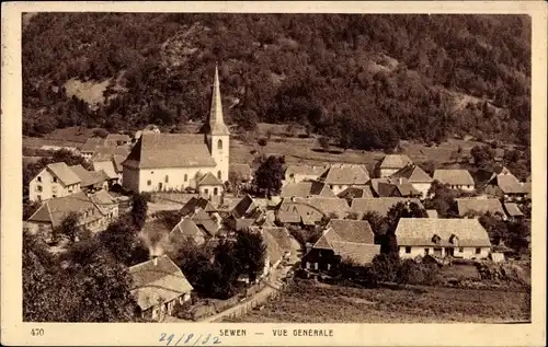 Ak Sewen Elsass Oberrhein, Gesamtansicht, Kirche, Dorfansicht