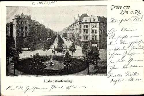 Ak Köln am Rhein, Hohenstaufenring vom Rondell gesehen