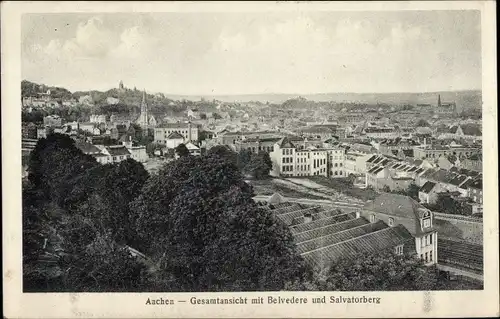 Ak Aachen in Nordrhein Westfalen, Gesamtansicht mit Belvedere und Salvatorberg