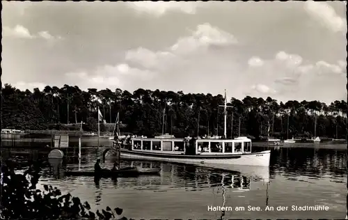 Ak Haltern am See Westfalen, An der Stadtmühle, Schiff