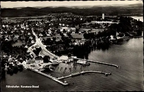 Ak Staad Konstanz am Bodensee, Fährehafen, Luftbild