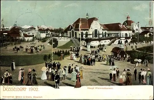 Ak Düsseldorf am Rhein, Haupt Weinrestaurant, Ausstellung 1902