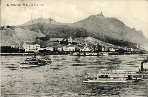 Ak Königswinter am Rhein, Drachenfels, Rheinpartie, Dampfer