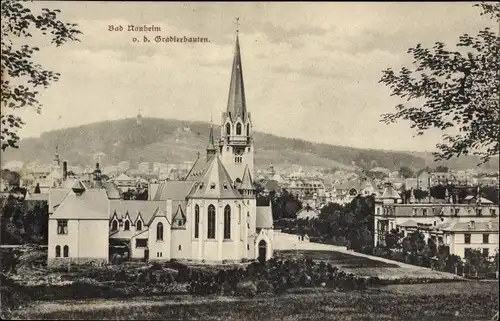 Ak Bad Nauheim in Hessen, Stadt von den Gradierbauten gesehen, Kirche