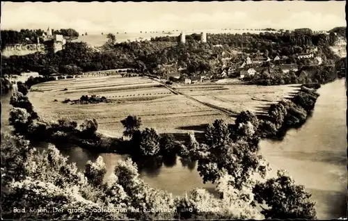 Ak Bad Kösen Naumburg an der Saale, Der große Saalebogen mit Rudelsburg und Saaleck