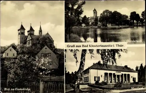 Ak Bad Klosterlausnitz in Thüringen, Klosterkirche, Gondelteich, Moorbad