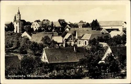 Ak Schmannewitz Dahlen in Dachsen, Blick auf den Ort