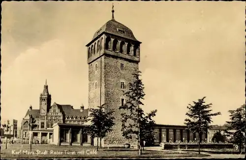 Ak Karl Marx Stadt Chemnitz in Sachsen, Roter Turm mit Cafe