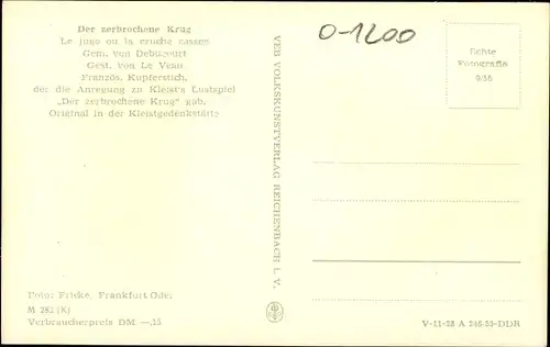 Ak Frankfurt an der Oder, Kleistgedenkstätte, Der zerbrochene Krug, Französicher Kupferstich