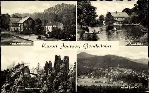 Ak Jonsdorf in Sachsen, Hotel Gondelfahrt, Nonnenfelsen, Panorama