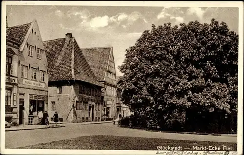 Ak Glückstadt an der Elbe, Markt, Ecke Flet