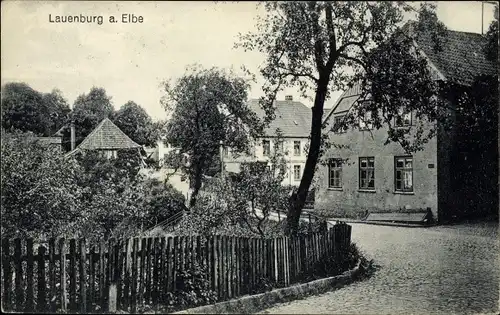 Ak Lauenburg an der Elbe, Friedrichsbrücke, Straßenpartie, Wohnhäuser, Gärten