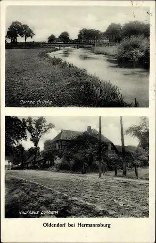 Ak Oldendorf Südheide Niedersachsen, Kaufhaus Luhmann, Örtze-Brücke