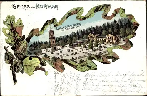 Eichenblatt Litho Kottmar in der Oberlausitz, Aussichtsturm, Restaurant