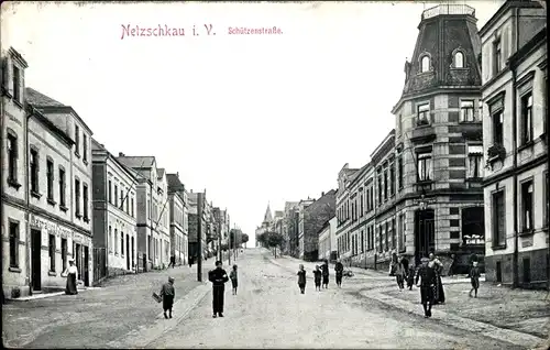 Ak Netzschkau im Vogtland, Schützenstraße, Materialwaren